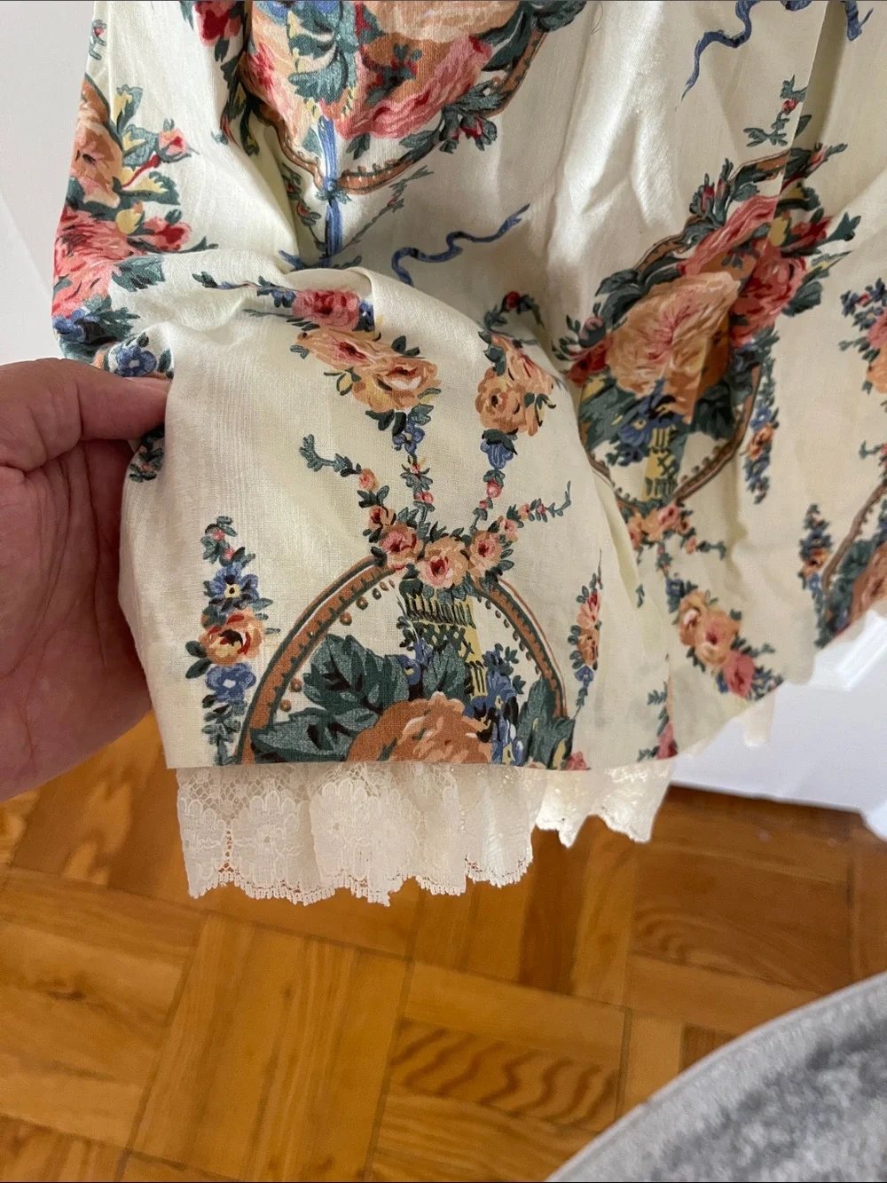 Vintage Emily West Gunne Sax Cottagecore Cream Floral Lace Dress